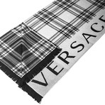 Versace Collection // Check Wool Scarf // Light Gray + Black