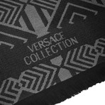 Versace Collection // Geometric Wool Scarf // Black + Gray