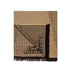 Versace Collection // Houndstooth Wool Scarf // Beige + Black