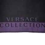 Versace Collection // Striped Wool Scarf // Purple + Black