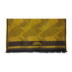 Versace Collection // Geometric Stripe Wool Scarf // Gold + Black