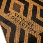 Versace Collection // Diamond Stripe Wool Scarf // Beige + Black