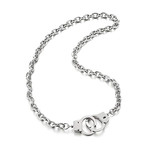 Stainless Steel Handcuff Pendant Necklace // Silver