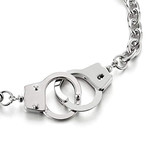 Stainless Steel Handcuff Pendant Necklace // Silver