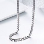Modern Venetian Box Chain Necklace // 14K White Gold Plated