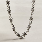 Barbed Wire Statement Necklace // 14K White Gold Plated