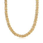 Thick Cut Stainless Steel Byzantine Necklace // 14K Gold Plated