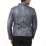 Ohrid Leather Jacket // Blue (S)