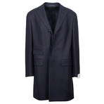 Caruso // Houndstooth Wool Top Coat // Blue (Euro: 48)