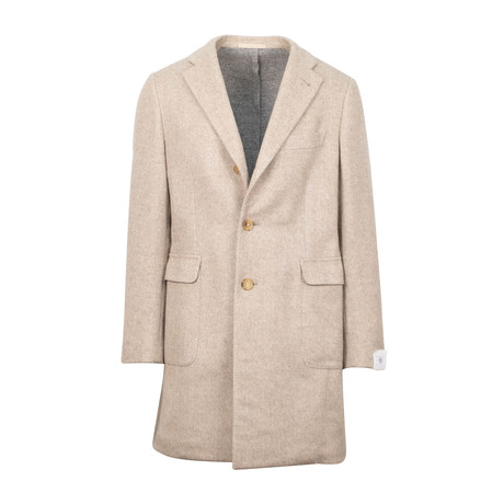 Caruso // Herringbone Wool Top Coat // Beige (Euro: 48)