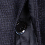 Caruso // Houndstooth Wool Top Coat // Blue (Euro: 48)