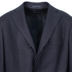 Caruso // Houndstooth Wool Top Coat // Blue (Euro: 48)