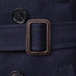 Caruso // Wool Blend Double Breasted Top Coat // Blue (Euro: 48)