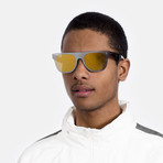 Duo Lens Flat Top Sunglasses // Gold + Silver