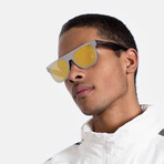 Duo Lens Flat Top Sunglasses // Gold + Silver