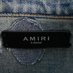 Amiri // Destroyed Collar Trucker Jacket // Blue (XS)