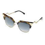 Women's 0149S Cat-Eye Sunglasses // 54 mm // Havana + Gold + Blue