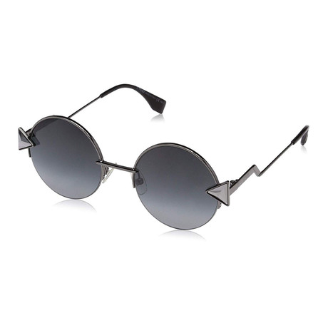 Women's 0243S Round Sunglasses // Silver + Black