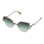 Women's Fashion Sunglasses // 53mm // Silver + Green Frame