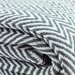 Herringbone Cotton Yarn Dye Blanket // Gray (Full/Queen)