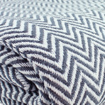 Herringbone Cotton Yarn Dye Blanket // Gray (Full/Queen)