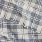 Granle Plaid Wool Blanket // Gray + Ivory (Full + Queen)