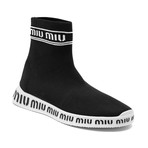 Miu Miu // Knit Mid-Top Sneakers // Black (US: 5)