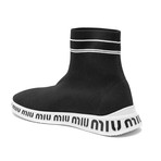 Miu Miu // Knit Mid-Top Sneakers // Black (US: 8.5)