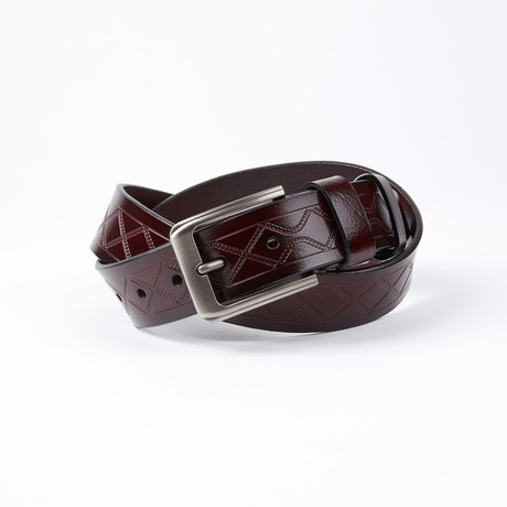 Allen Leather Belt // Cherry Brown + Stitching