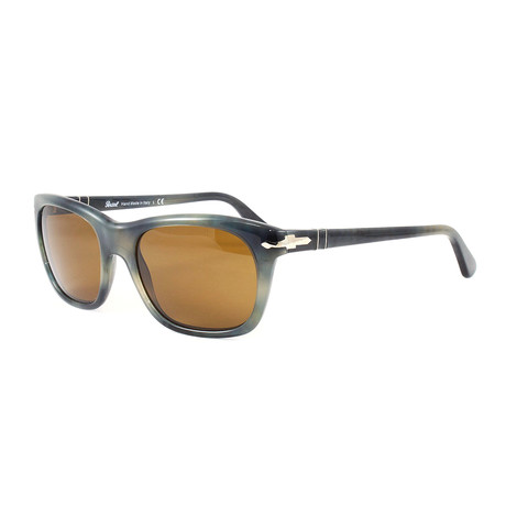 Persol // Men's PO3101S Polarized Sunglasses // Striped Gray + Havana