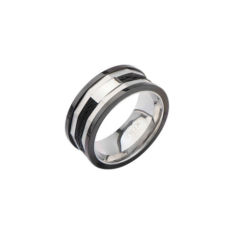 Stainless Steel Hexagon Ring // Black (Size: 10)