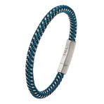 Woven Rubber Bracelet // Blue + Black + White