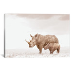 White Rhino Mom + Calf (18"W x 12"H x 0.75"D)