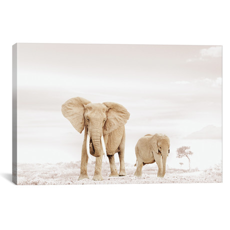 White Elephant Mom + Baby (18"W x 12"H x 0.75"D)