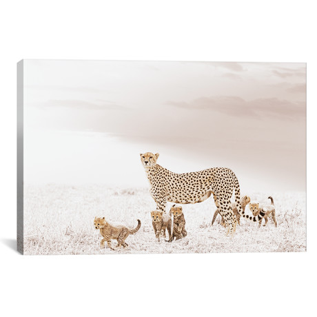 White Cheetah + Cubs (18"W x 12"H x 0.75"D)