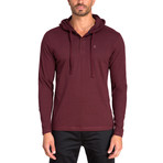 Henley Knit Hoodie // Cranberry (S)