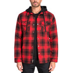 Long Sleeve Flannel Shirt Jacket // Biking Red (L)