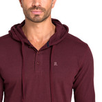 Henley Knit Hoodie // Cranberry (M)