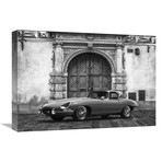 Roadster In Front Of Classic Palace (BW) (22"W x 16"H x 1.5"D)