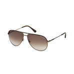Men's Aviator Sunglasses // Brown + Brown Gradient