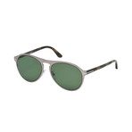 Men's Bradburry Sunglasses // Shiny Ruthenium + Green