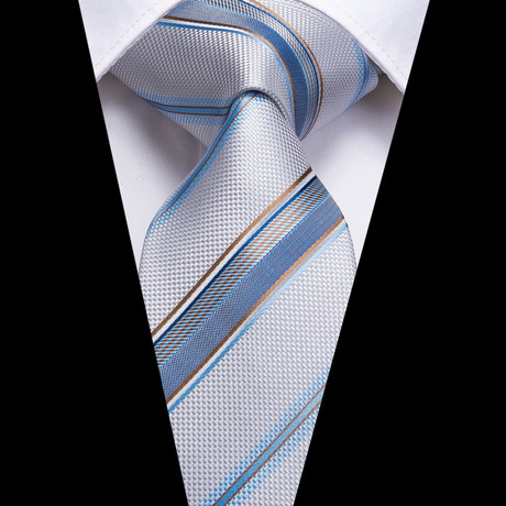 Mateo Silk Dress Tie // White + Blue