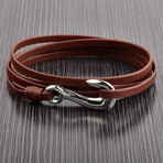 Leather Adjustable Wrap Bracelet // Brown