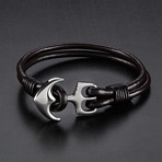 Anchor Clasp Genuine Leather Bracelet // Brown