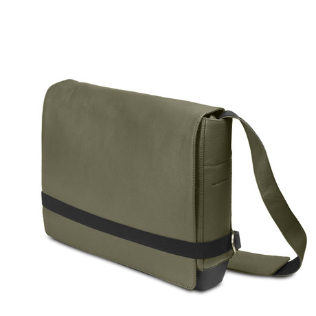 Classic Leather Slim Messenger Bag // Moss Green