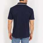 Elias Polo Button Up Shirt // Deep Blue + Black (Small)