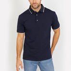 Elias Polo Button Up Shirt // Deep Blue + Black (Small)