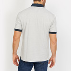 Easton Polo Button Up Shirt // Light Gray + Navy (Small)