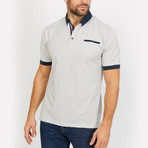 Easton Polo Button Up Shirt // Light Gray + Navy (Small)