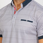 Asher Polo Button Up Shirt // White + Blue (Small)